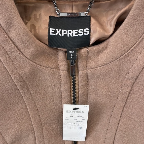 Express Women’s Wool like Coat Jacket Dark Tan Size Small NWT - Picture 2 of 5